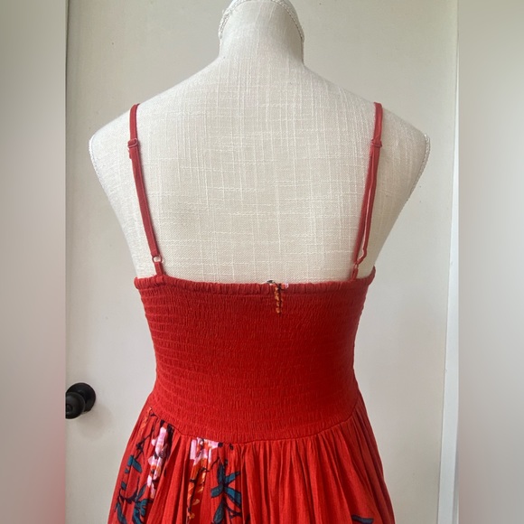 intimately free people beau red floral smocked maxi sundress - Picture 5 of 11